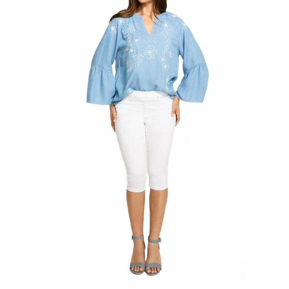 NEW FDJ pull on pedal pusher pant in white